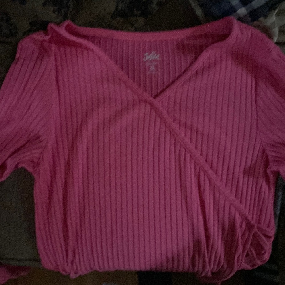 XL 16/18 girls justice shirt! Hot pink with a little cute lacing on the sides!